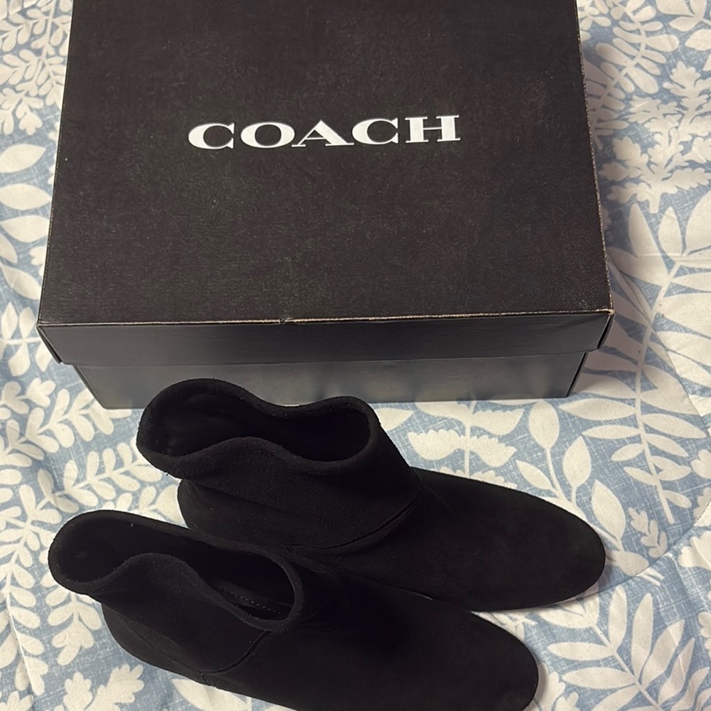 Coach Elegant Black Suede Booties